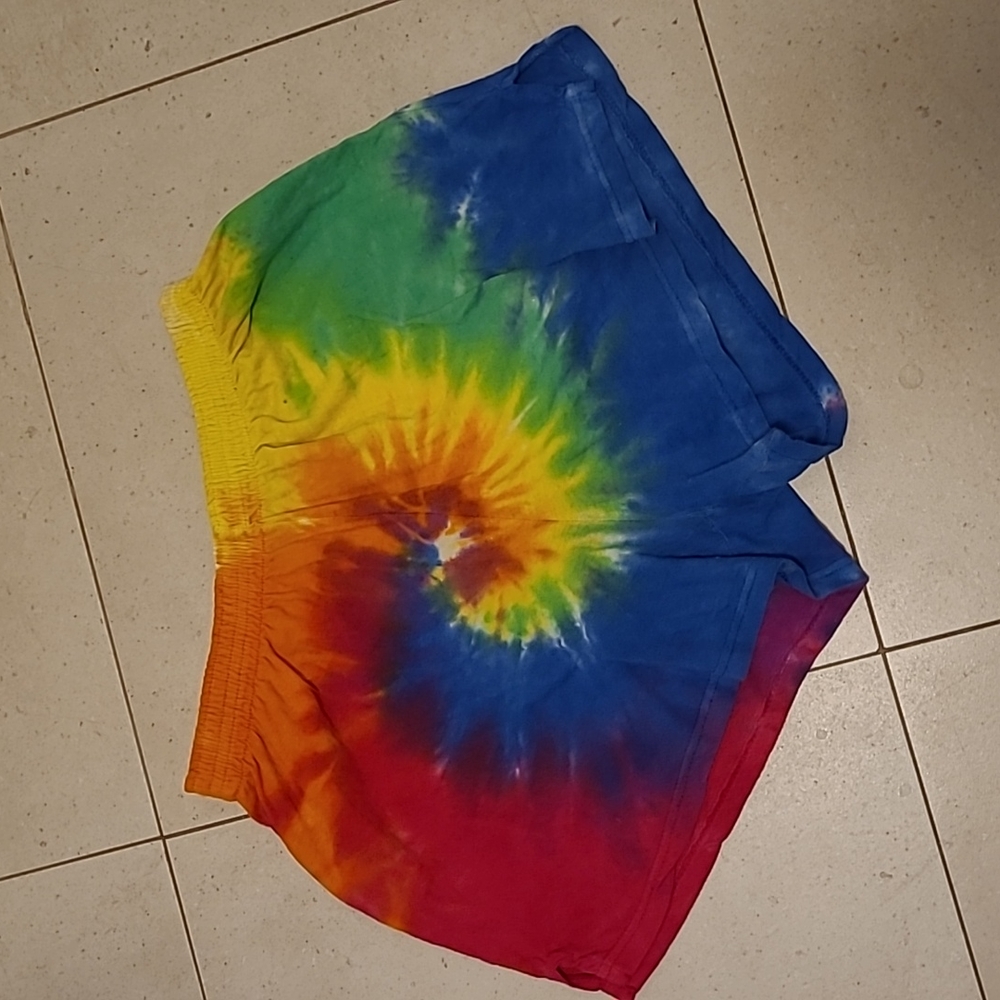 Y2K rainbow tie dye lounge shorts